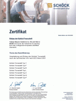 Zertifikat Schöck Tronsole 22